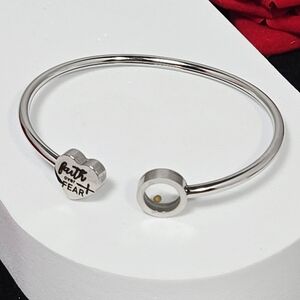 Faith Mustard Seed Cross Cuff Bracelet Christian Inspirational Stainless Steel